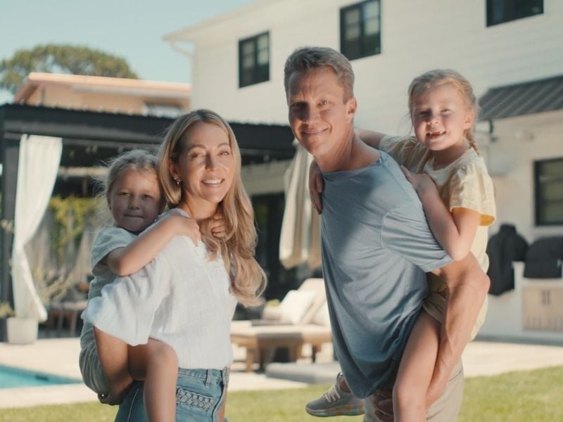 Family in backyard