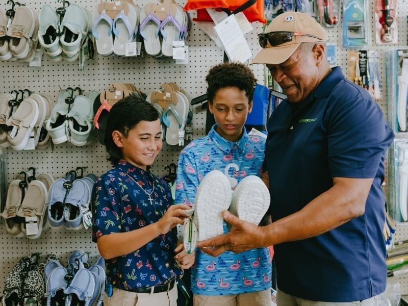 Family shopping at store