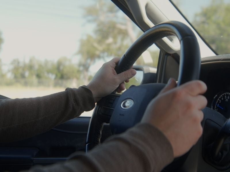 Hands on steering wheel