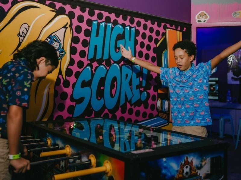 Kids playing in arcade