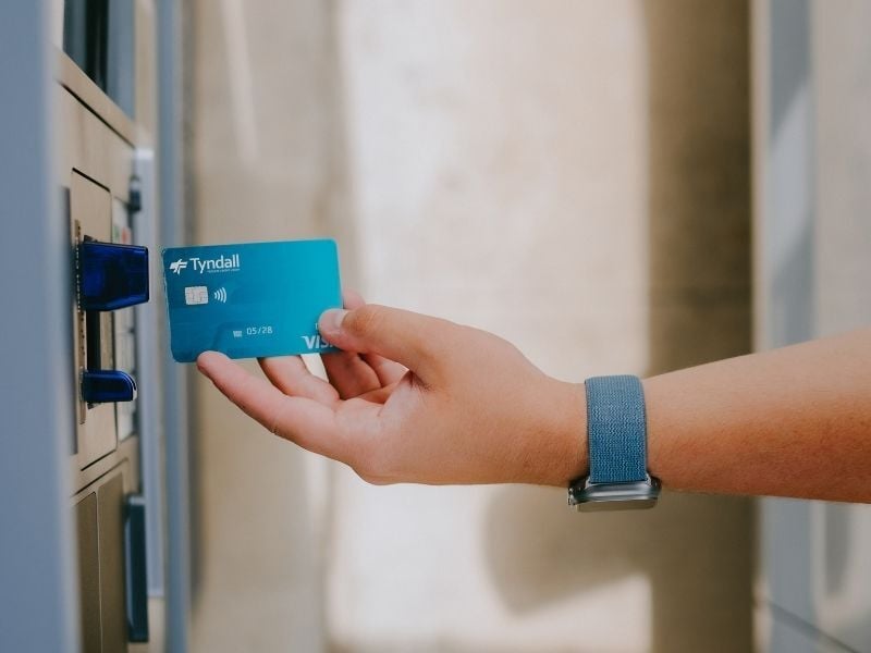 Person using ATM