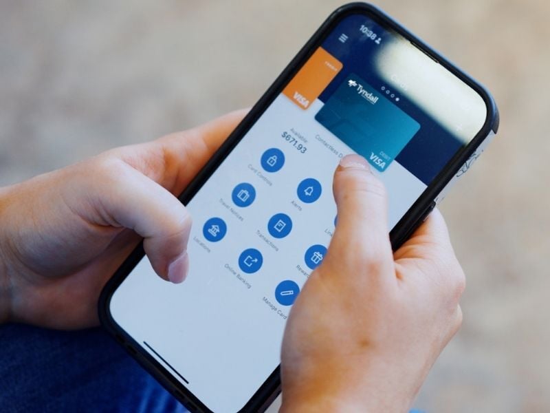 Tyndall cards app on phone