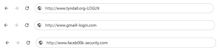 Examples of fake websites
