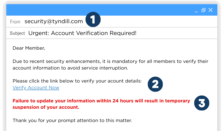 Attempt at phishing through email.